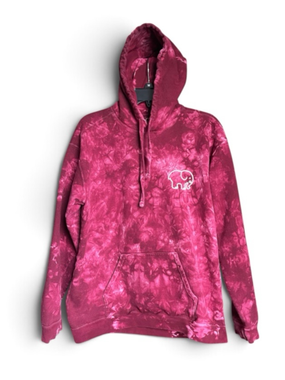 Ivory Ella Tie Dye Elephant Hoodie Sweatshirt Burgundy Maroon | Size M - Picture 2 of 7